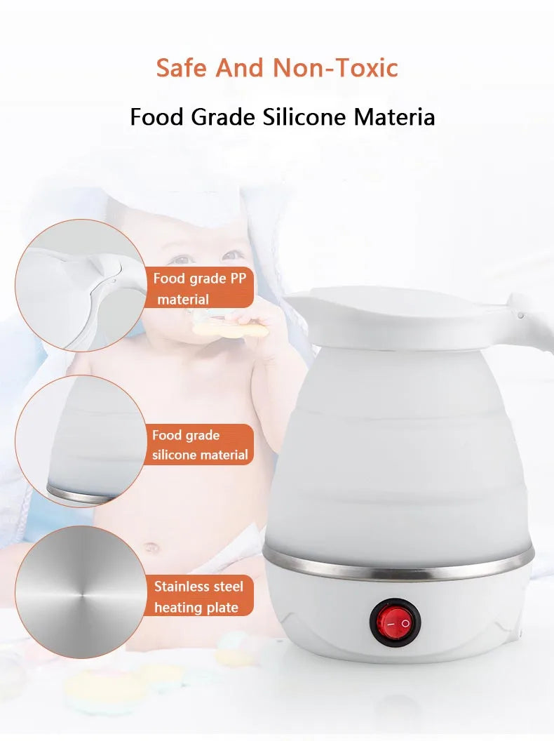 Foldable silicone electric kettle